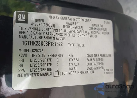 2008 GMC Sierra Slt z USA, uszkodzony, nr VIN 1GTHK23K08F187822